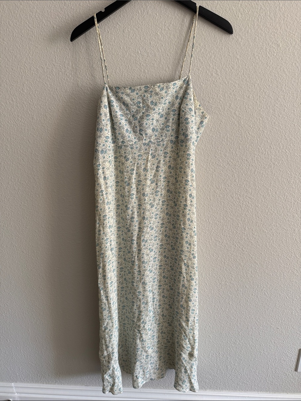 GAP Floral Maxi Slip Dress Light Blue Cream Spaghetti Strap Sz 12